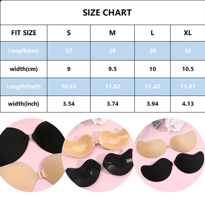 2Pairs Women Sexy Invisible Push Up Bra Strapless Seamless Bras Front Closure Bralette Underwear Self-Adhesive Silicone Stickers