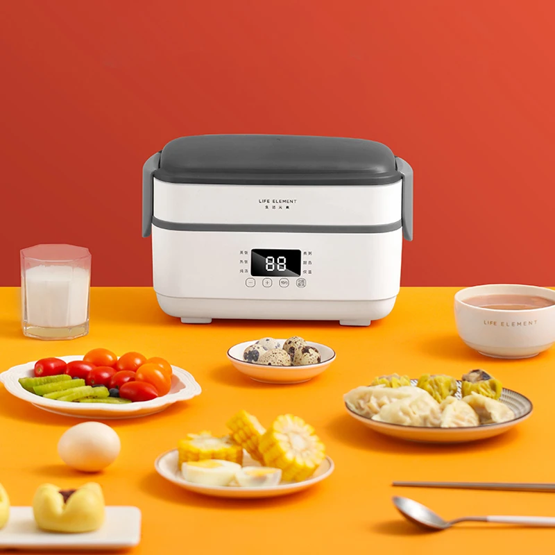 Scatola da pranzo elettrica da 1,5 litri Fornello di riso multifunzionale Doppio rivestimento in acciaio inossidabile Isolamento Scatola da pranzo portatile per calore a vapore 220V