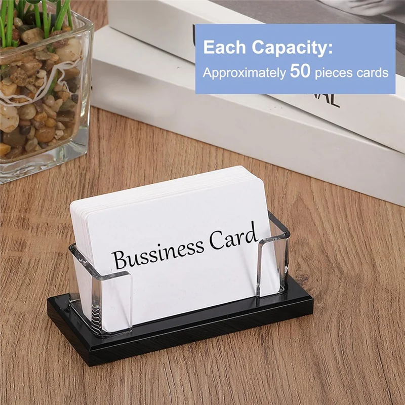 Acrylic Business Card Holder For Desk, 2 Pcs Desktop Business Card Holder Acrylic Name Card Display Stand Organizer