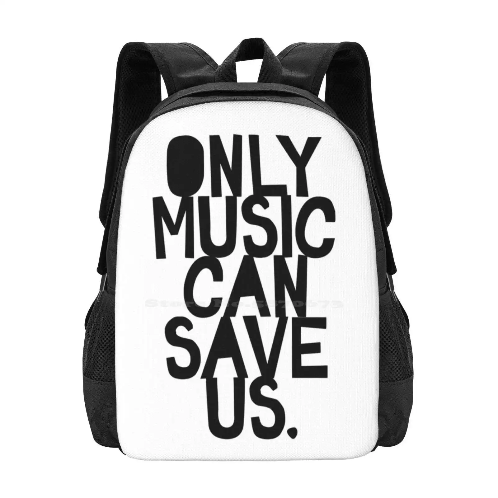 Only Music Can Save Us! Hot Sale Backpack Fashion Bags Only Music Can Save Us The Love Shop Lyrics Typography Hand Drawn Type