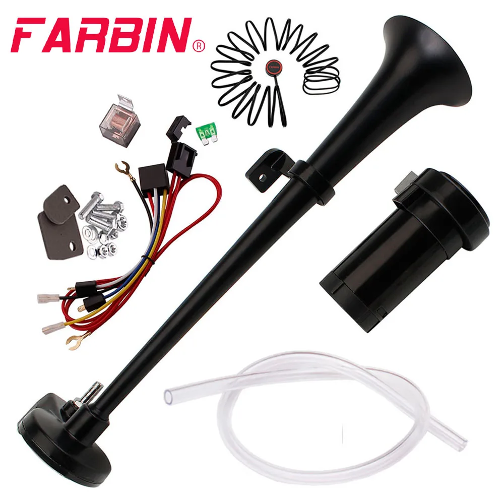 

FARBIN Air Horn 12V 150db With Compressor Horns Chrome Zinc Super Loud Single Tone Train Truck Warn Horn For Car Accessory