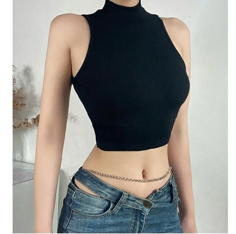 Korean Fashion Turtleneck Sports Crop Tops Woman Gym Yoga Sexy T-shirts Slim Y2K Vintage Tees Tanks Cheap Clothes Woman Tshirts
