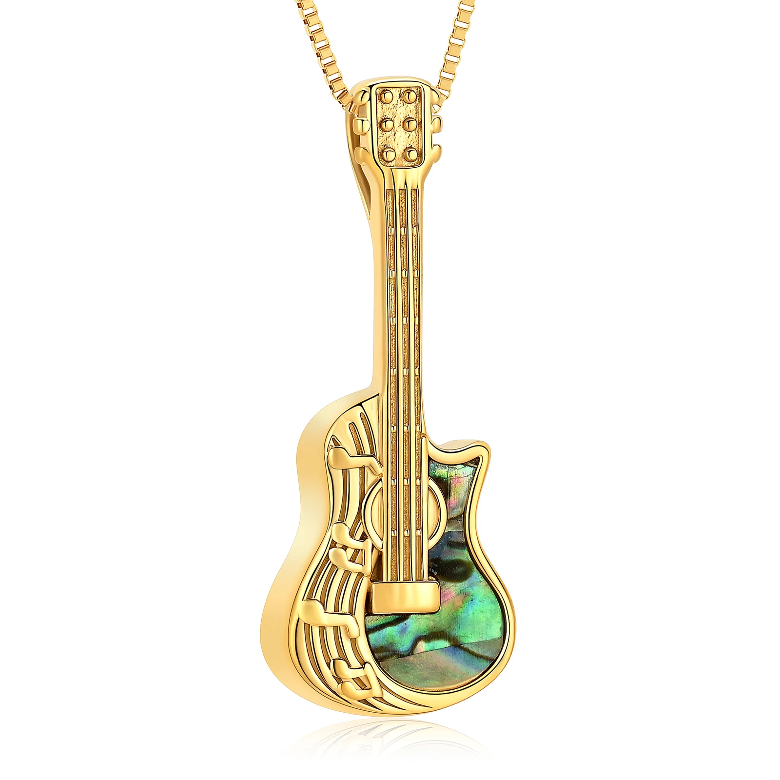 Guitar Urn Necklace for Ashes for Women Men Abalone Shell Cremation Jewelry Human Pet Ashes Keepsake Pendant for Guitar Players