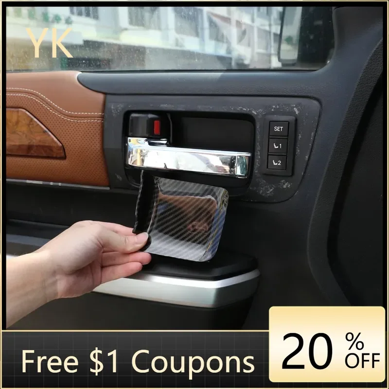 

For Toyota Tundra Sequoia 2007-2021 ABS Carbon Fiber Car Inner Door Bowl Cover Trim Sticker Interior Car Accessories