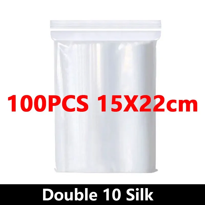 100 Stuks Dikker Rits Verzegelde Zakken Doorzichtige Plastic Opbergtas Voor Kleine Sieraden Voedsel Verpakking Hersluitbare Ziplock Afdichting Zakken