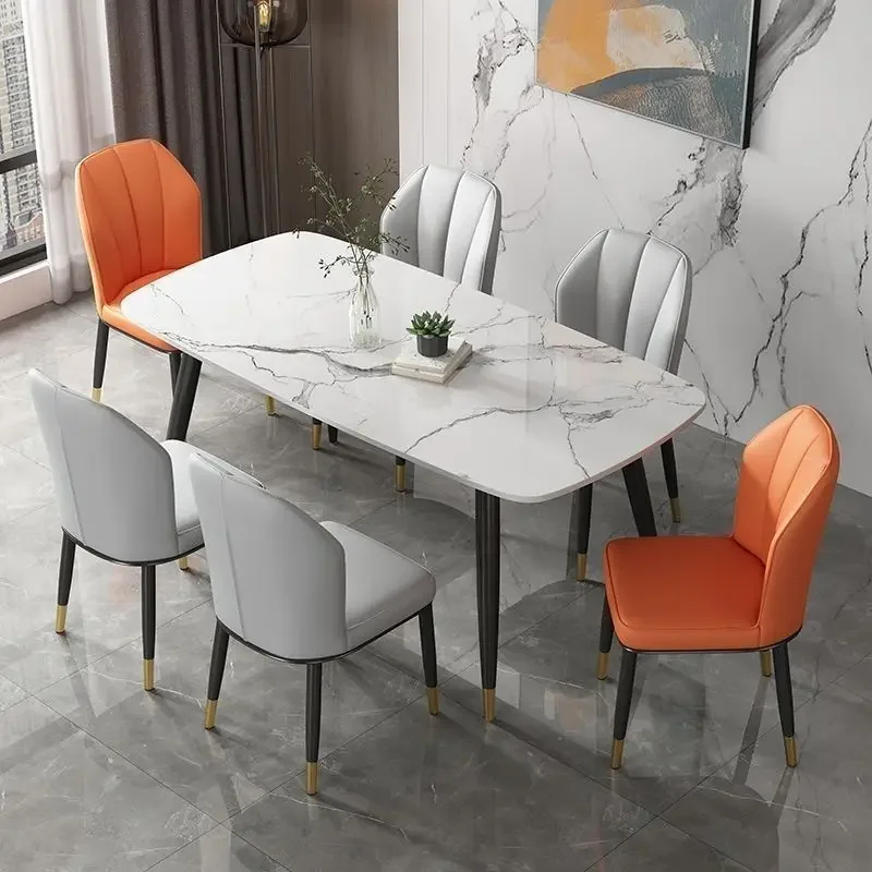 Chair Dining Chair Household Chairs Light Luxury Chairs Nordic Hotel Chairs Dining Room Furniture Restaurant Chair  PU Leather