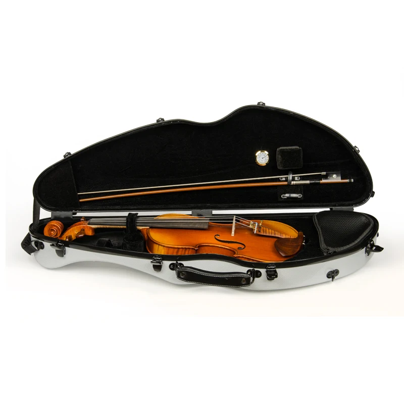 CHRISTINA Violin Case Carbon Fiber White Dots Widened Triangle 4/4 Size Lightweight with Double Shoulder Straps (VB84)