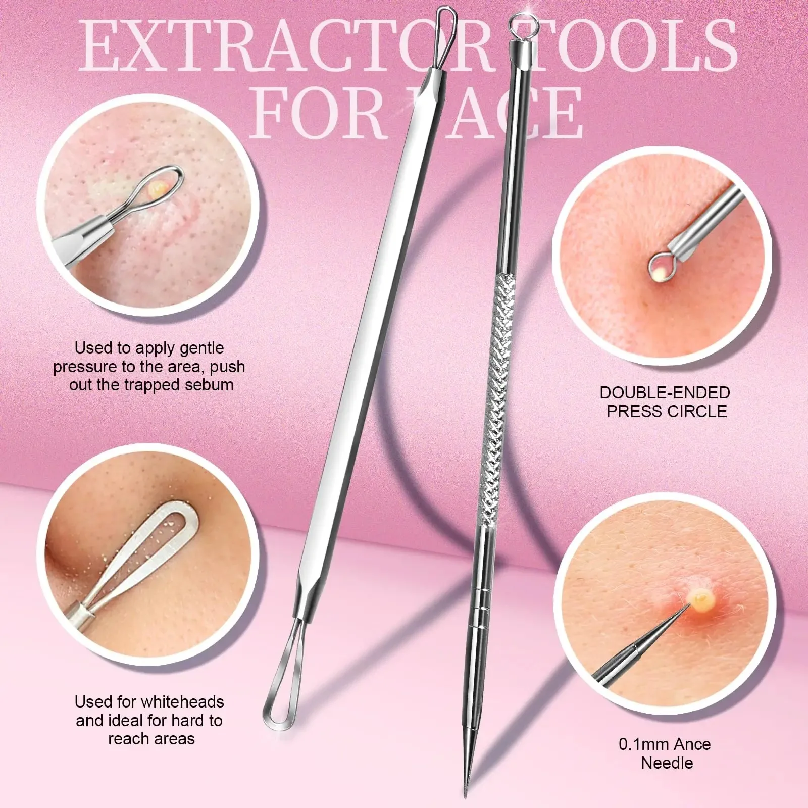 مجموعة أدوات بوبر للمراهقين مكونة من 5 قطع وأدوات إزالة الرؤوس السوداء، ملاقط شعر داخلية، مستخرج الرؤوس السوداء الاحترافي