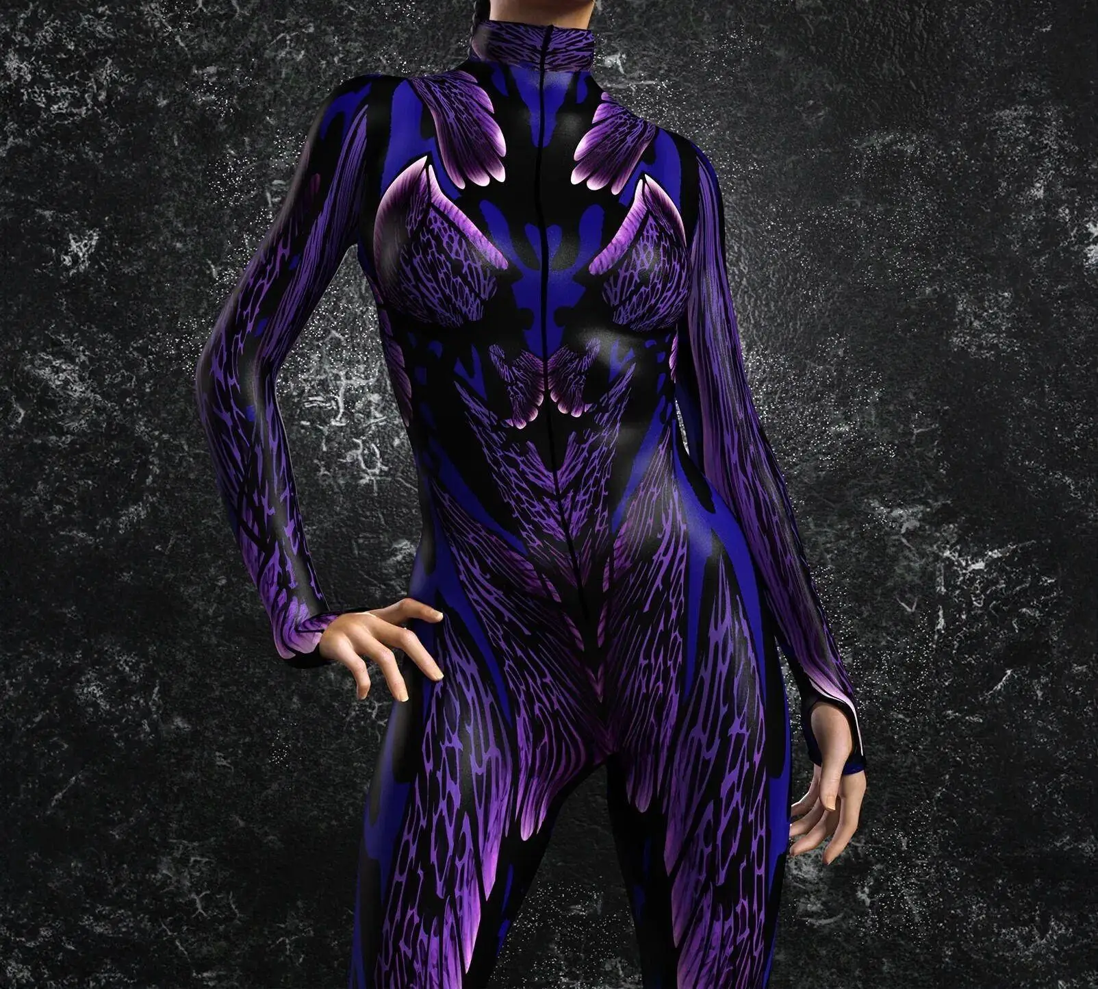 

Unisex Cyber Punk 3D Digital Printing Halloween Party Role Play Outfit Women Men Cosplay Costume Carnival Jumpsuit