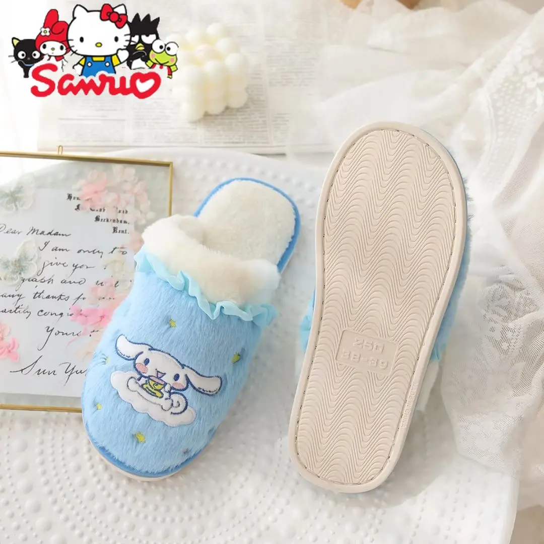 Sanrio Kuromi Hello Kitty Melody Cinnamoroll Pochacco Home kapcie futrzane halowe buty antypoślizgowe ciepłe buty do kapcie domowe