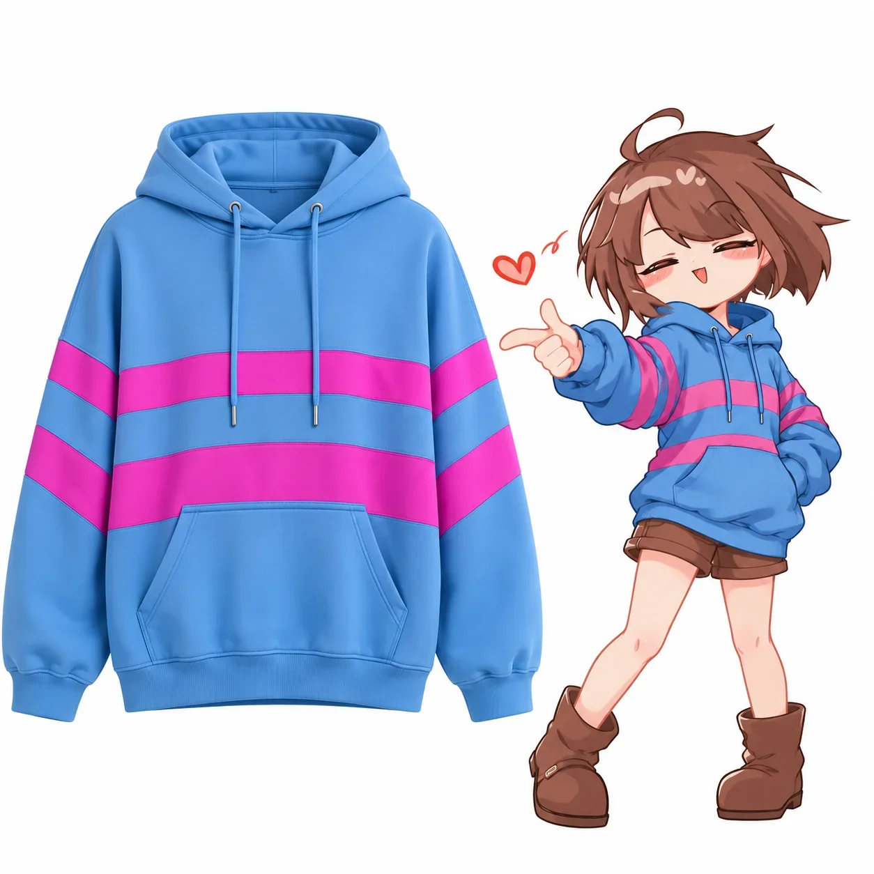 Undertale Frisk Game 3D Print  Chara Cosplay Pullover Unisex Casual Long Sleeve Men's and Women's Hooded Family Matching Outfits