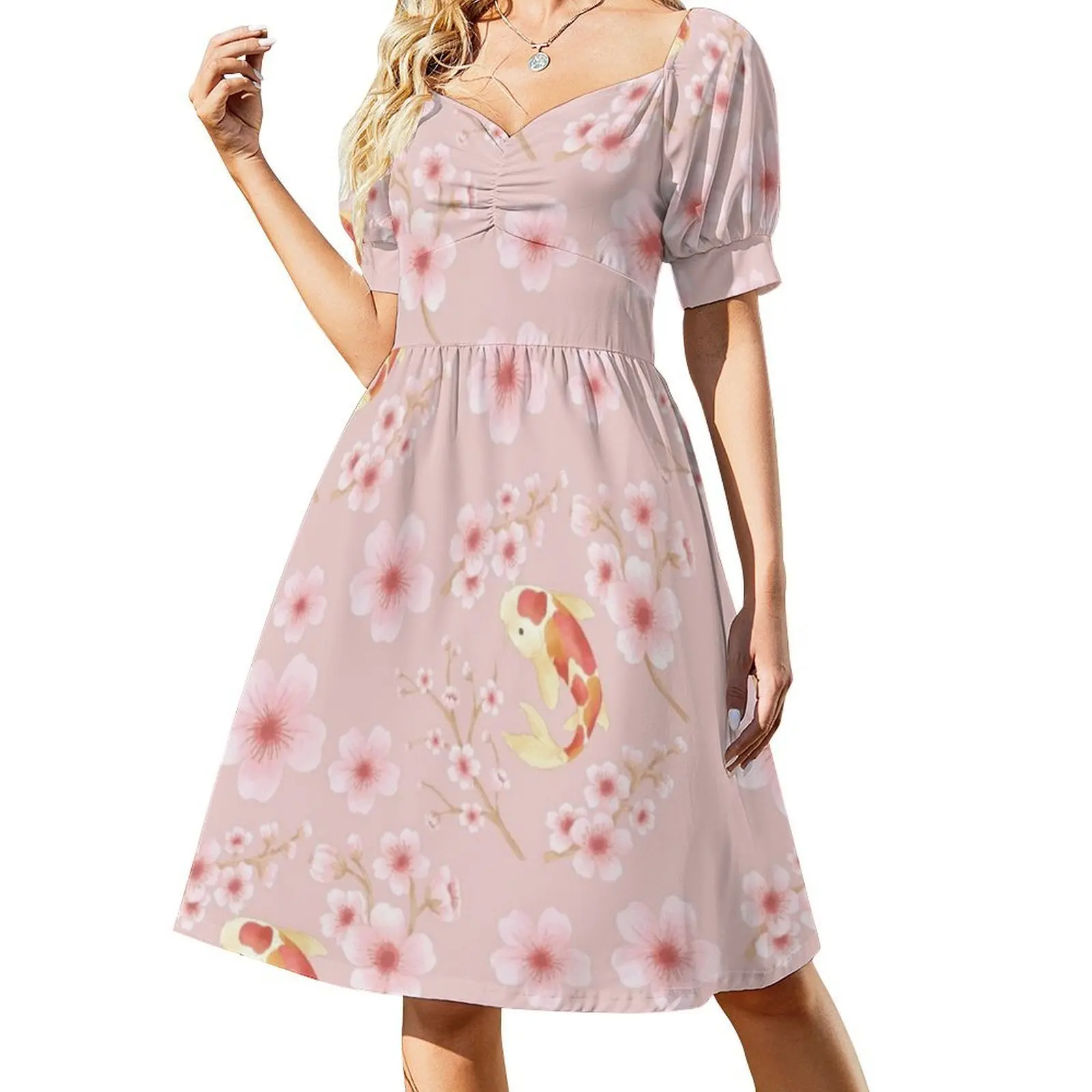 كوي وأزهار نمط المرأة الهيب هوب الشارع الشهير فستان الجرافيك طباعة ملابس للنادي كوي الأسماك أزهار الكرز الطبيعة الإناث