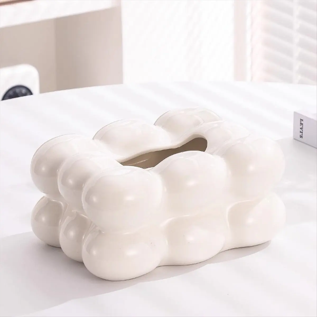【ABFS】Bubble Design Tissue Box Holder Paper Dispenser for Bathroom Dining Table Stylish Tissue Organizer Decorative Napkin, B