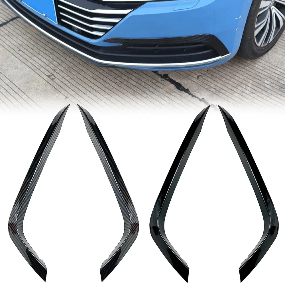 Front Bumper Cover Wind Knife Splitter For Volkswagen VW Arteon CC 2017-2020 ABS Fog Lamp Frame Trim Blade Trim Car Accessories