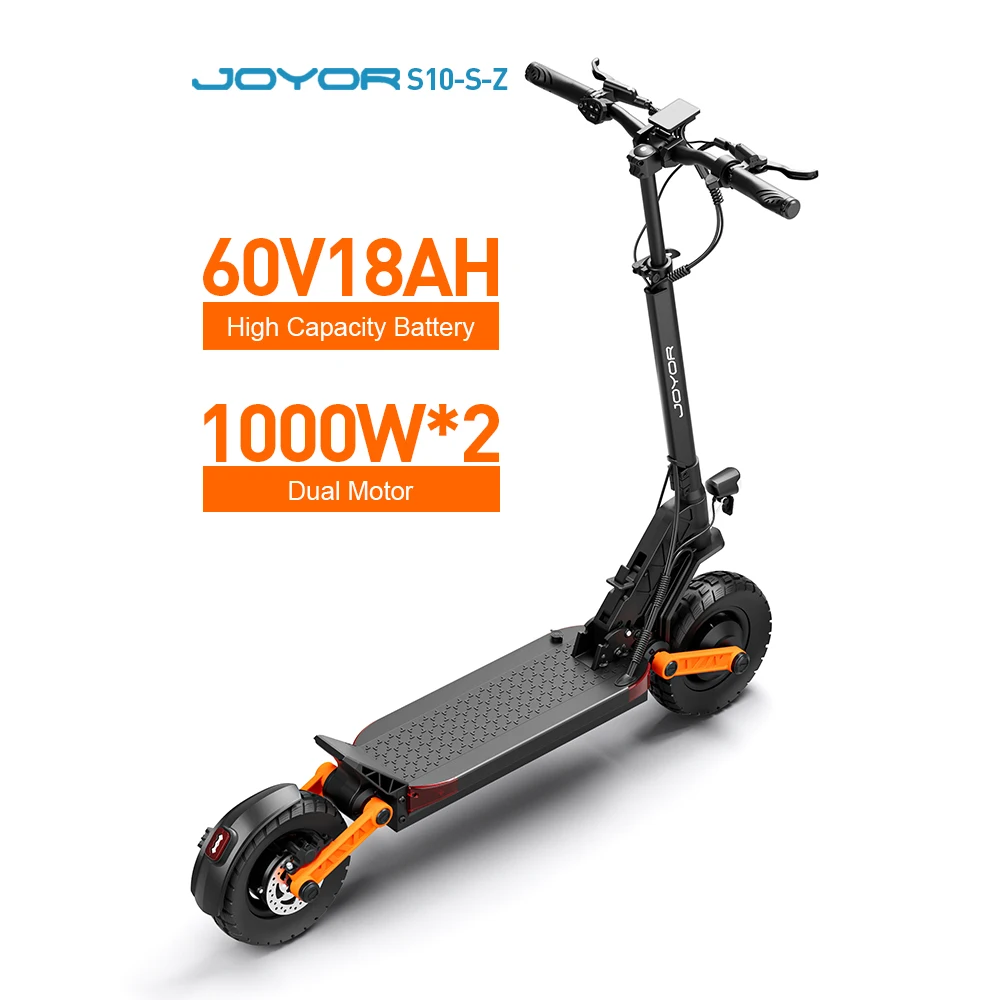 

JOYOR S10-S-Z Electric Scooter Dual Motor 1000W*2 60V18AH Range 46Mile Max Speed 40mph 10 Inch Tires for Adult Electric Scooter