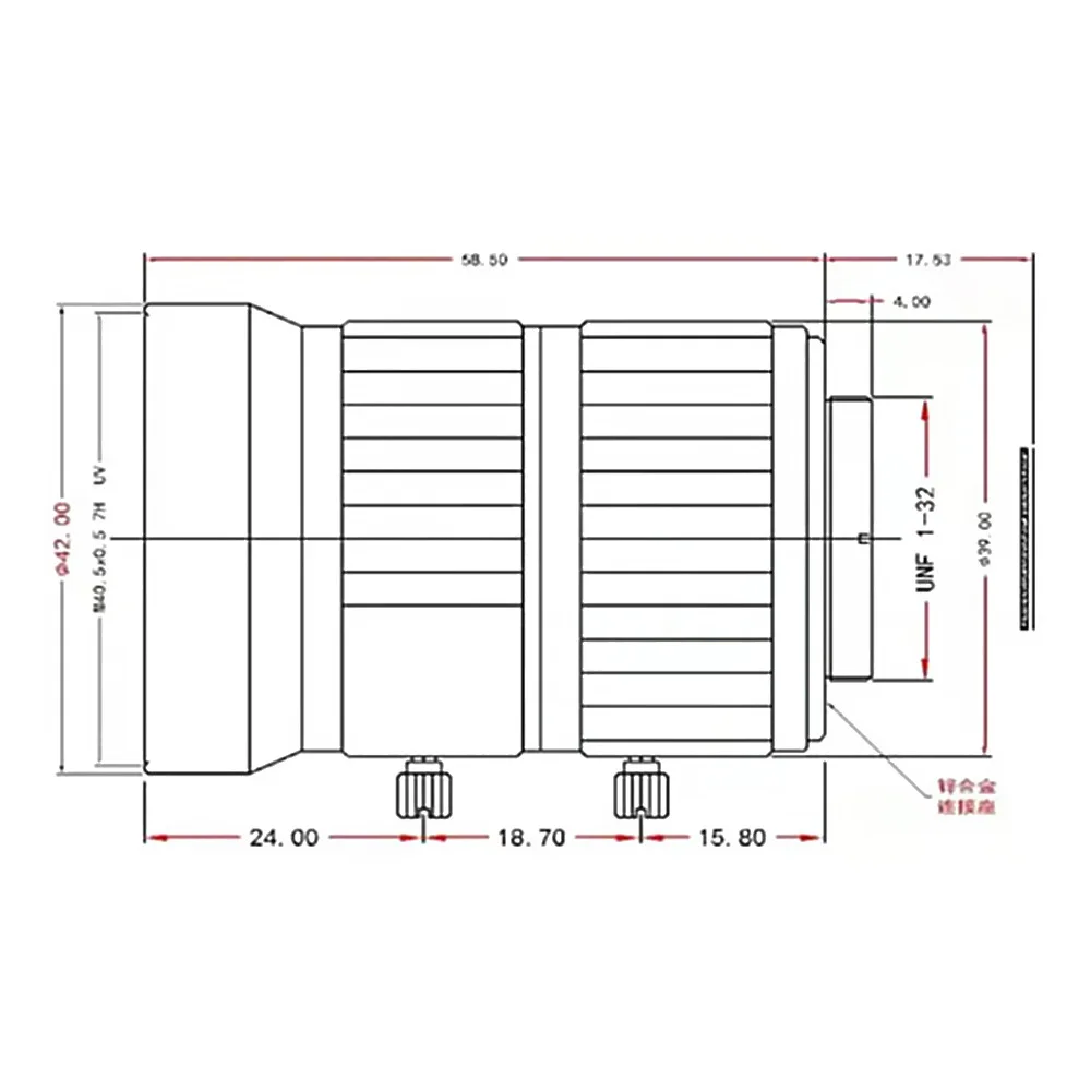 Industrial lens 1 inch fixed focus HD 8 million C interface machine vision distortion-free FA industrial camera lens