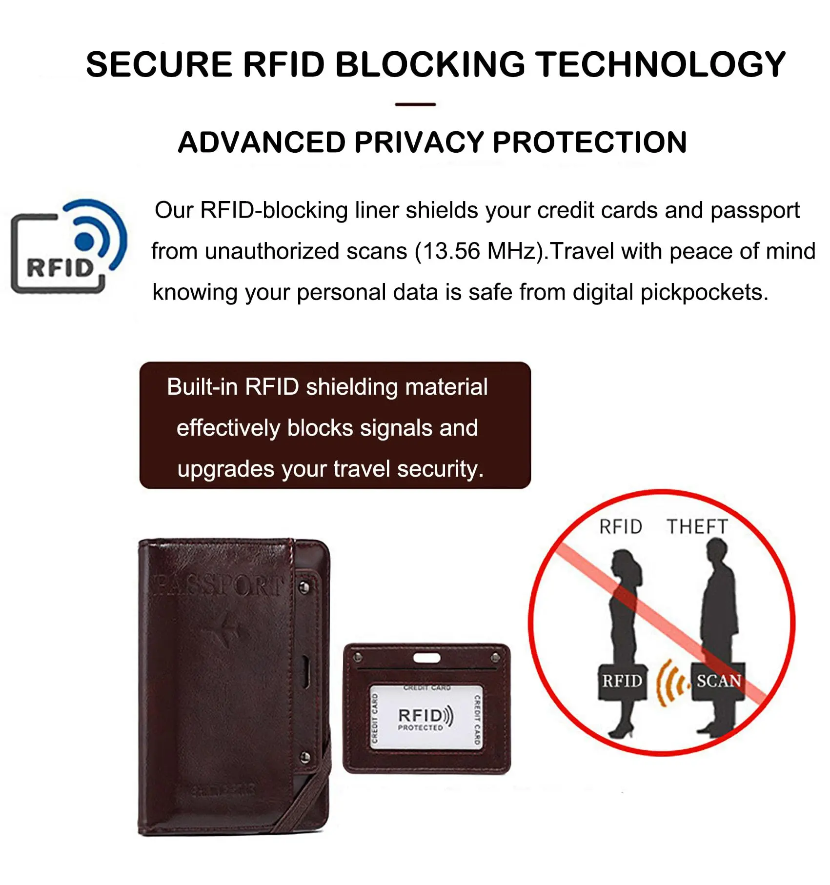 Herren Damen Leder Reisepasshülle RFID-Blockierung Reisebrieftasche Reisepassetui mit Stifthalter Dual-SIM-Kartenfächer – Detail 6