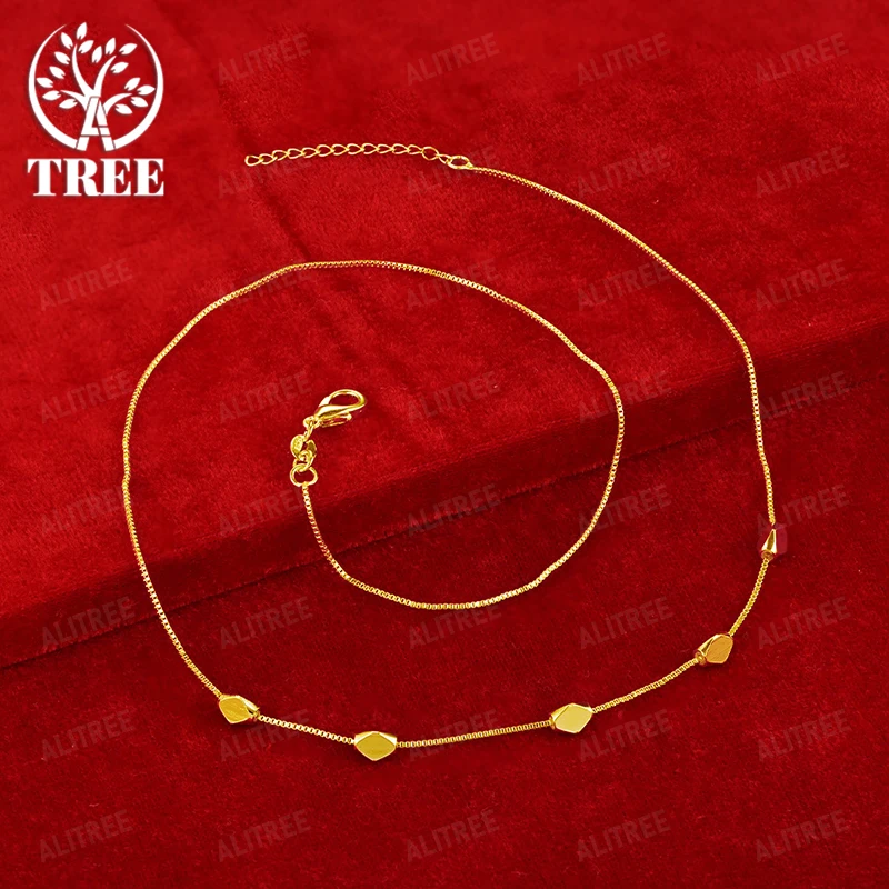 

50cm 18k Gold Geometric Necklace Box Chain Charm Wedding Engagement Party Simple Trend Jewelry Versatile Gift Women Accessories