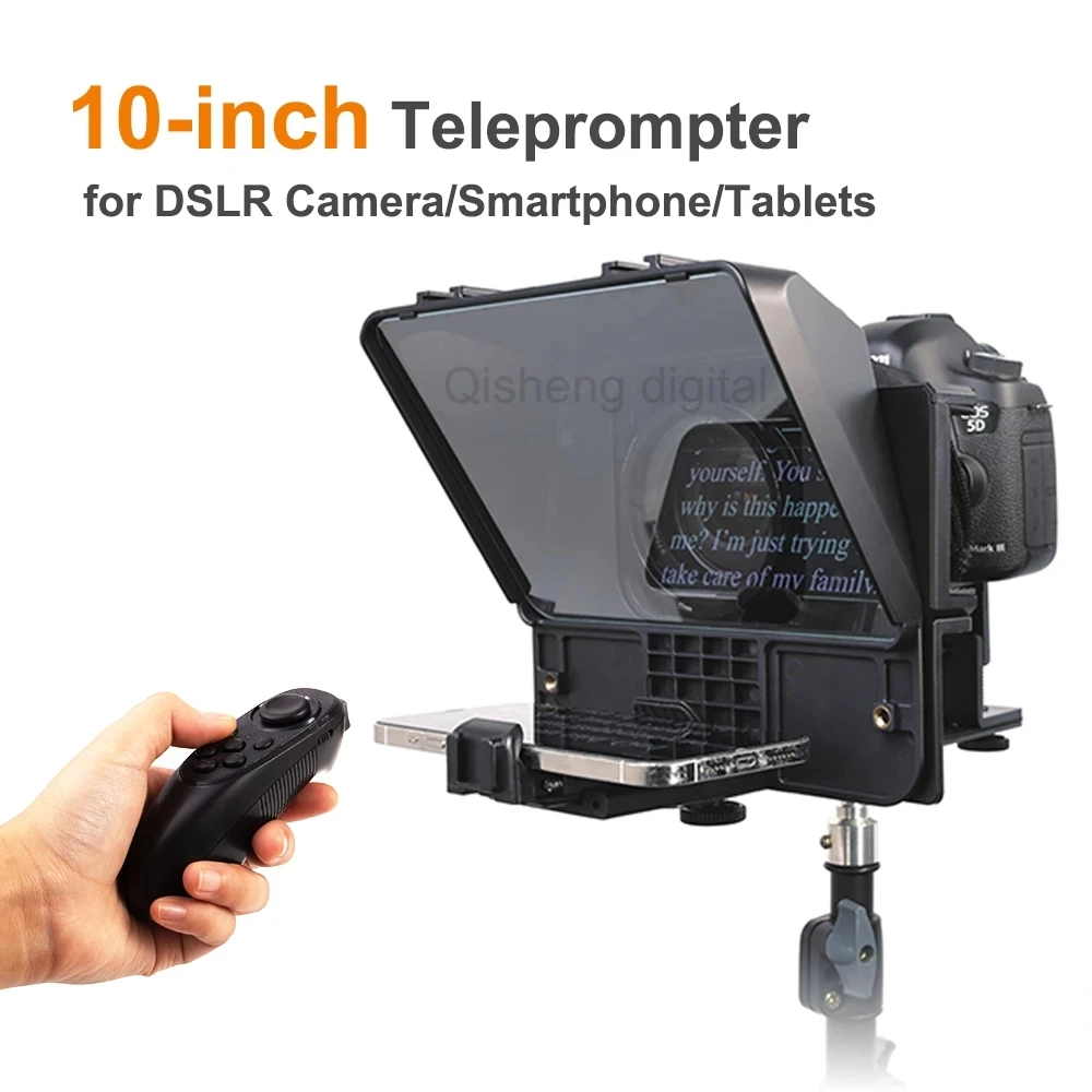 A10 Phone DSLR Camera Recording Teleprompter 10 Inch for iPad Tablet Phones Prompting Inscriber Prompter With Remote Control