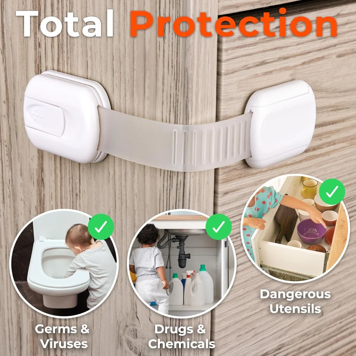 10PCS Cabinet Locks Baby Proofing Childproof Locks for Cabinets Drawers/Cupboard/Refrigerator/Toilet Seat/Trash Can PH312