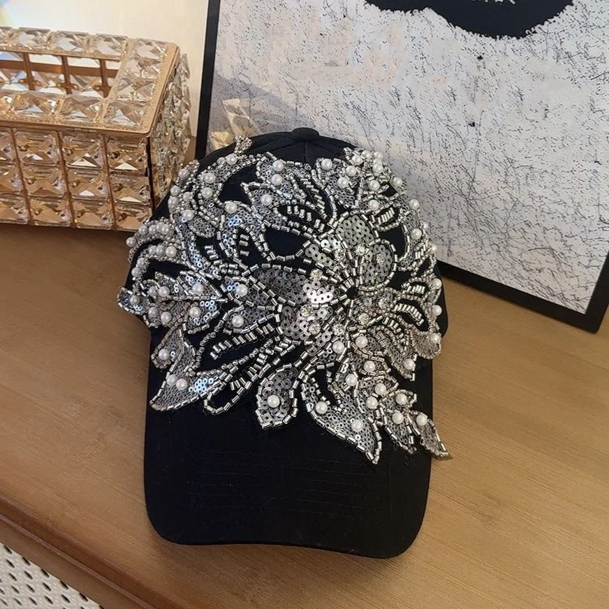 202507-shi chic ins chic primavera con cuentas flor moda señora gorra de béisbol mujeres ocio sombrero