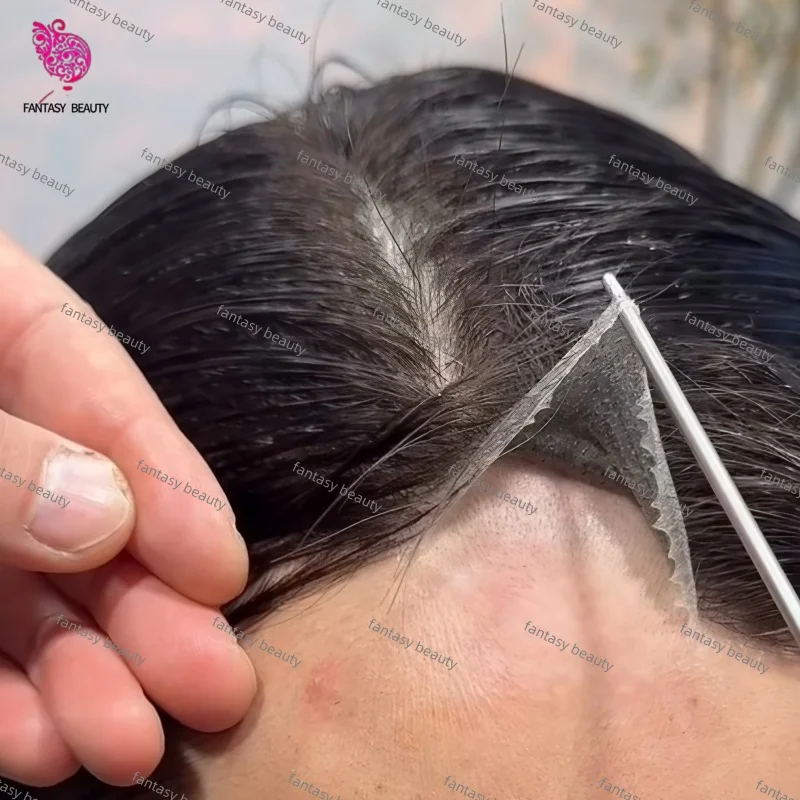 أسود رمادي 1b65 1b20 الرجال الشعر المستعار 100% خصلات الشعر المستعار الإنسان أصلع رجل الشعر المستعار 90% الكثافة السيليكون كامل شفاف بولي Base قاعدة الشعر المستعار للرجل