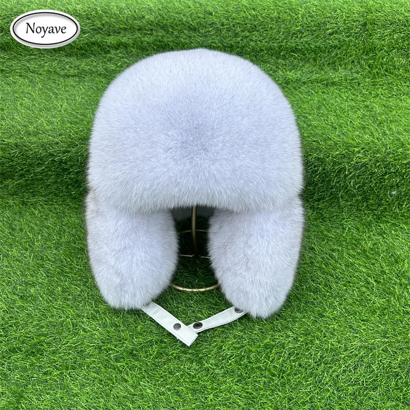 Unisex Warm Fox Fur Hats Mens Women Trapper Cap Aviator Trooper Earflap Winter Flaps Ski Hat  Bomber Hats Ushanka Russian Hat