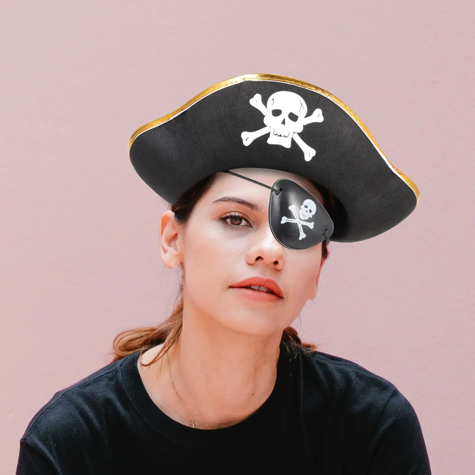 

4Pcs Pirate Hats Eye Patches Skull Print Captain Caps for Halloween Cosplay Party Accessories Pirate Hats Accessories