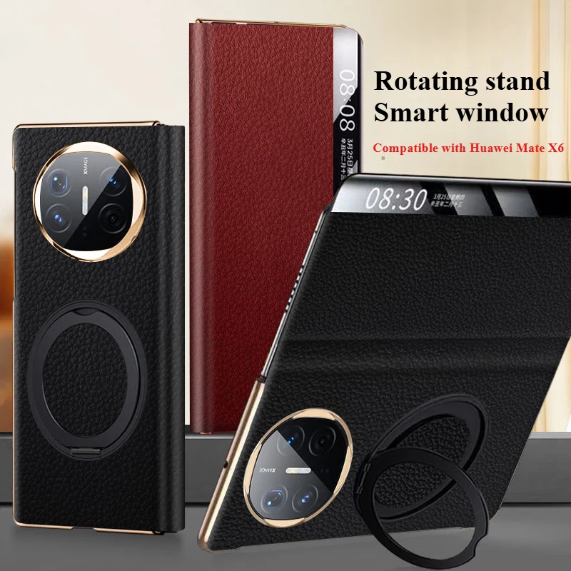 

For Huawei Mate X6 Case Luxury Full Leather Rotating Stand Magnetic For Huawei Mate X6 Case Shockproof Bumper Funda