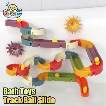 DIY bath toys track bearing slider assembled music children&#x27;s splashing water bathroom educational toys for newborn baby gift