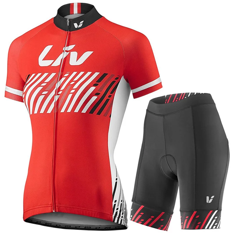 Mulheres Verão Manga Curta Ciclismo Vestuário LIV Road Bike Jersey Set BIB Gel Shorts Esporte Terno Feminino Bicicleta Roupas