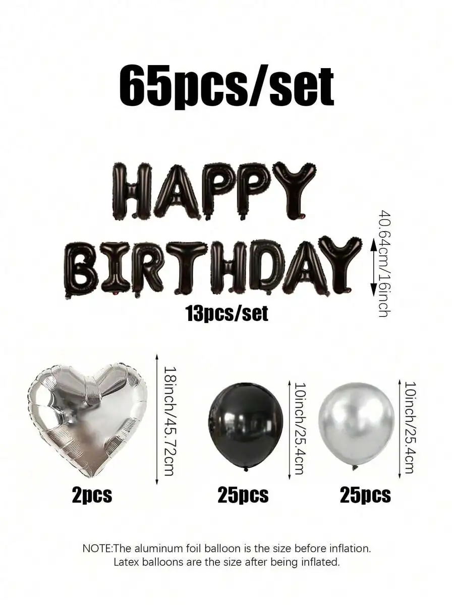 Verschiedene Arten von Geburtstagsballon-Sets, einschließlich 16-Zoll-Folienballons in Buchstabenform, herzförmige Folienballons und Latexballons. – Detail 4