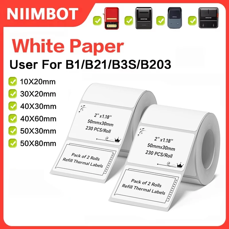 Niimbot B1/B21/B3S Label Self-Adhesive Stickers Label Printer Auto Adhesive Paper Name-Card Stationary Marking Label