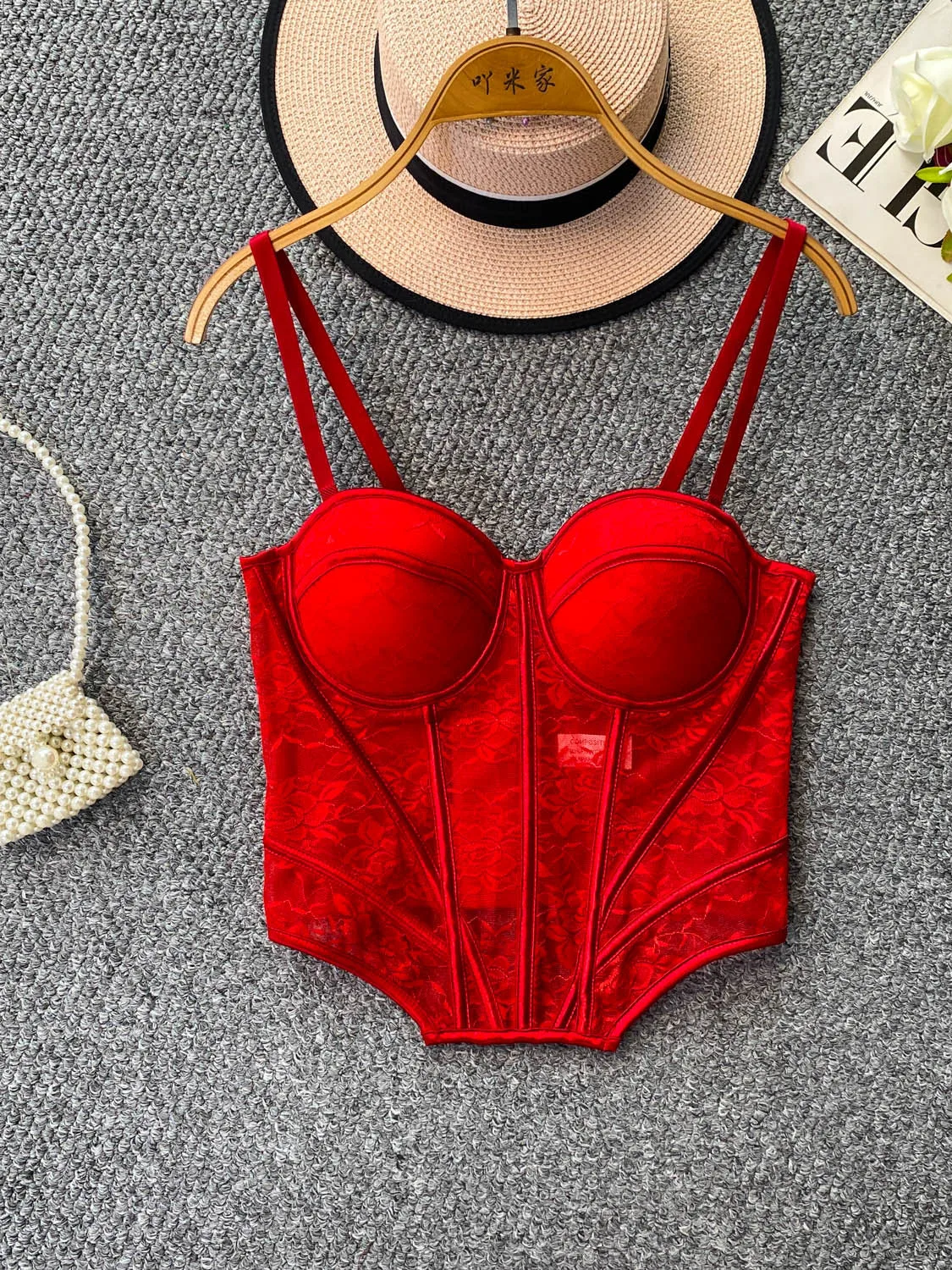 Women's Short Crop Top Bandeau Vest with Chest Pad Fishbone Support Gathered Slimming Sexy Strapless Tank Top Summer Outfit