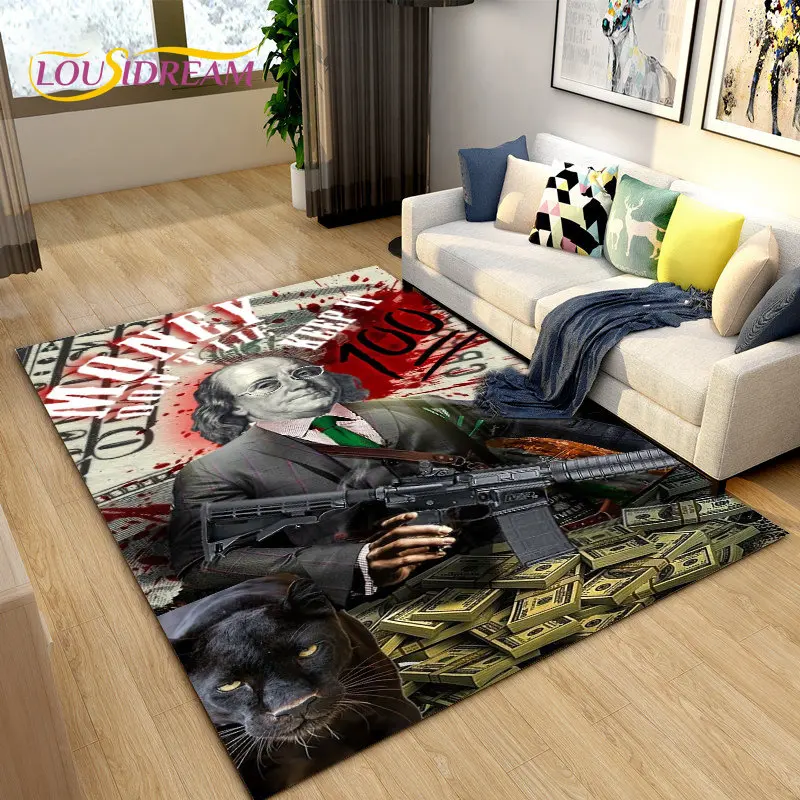 3D Dollar Money Pattern Area Rug,Carpet Rug for Living Room Bedroom Sofa Doormat Kitchen Decoration,Kids Play Non-slip Floor Mat