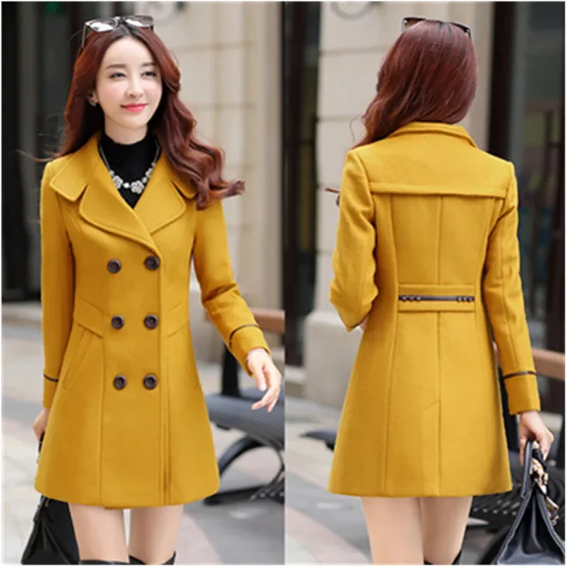 Giacca di lana autunno e inverno abbigliamento donna cappotti di lana di media lunghezza Slim Wild elegante capispalla coreana femminile 3XL