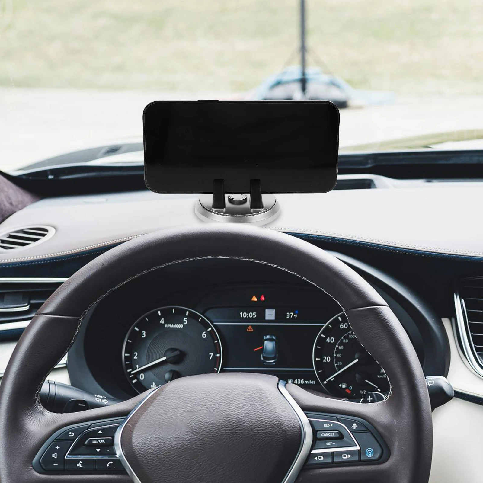 

360 Degree Rotatable Dashboard Phone Holder Suction Cup Secure Grip Durable Plastic Temporary Parking Card Decorative