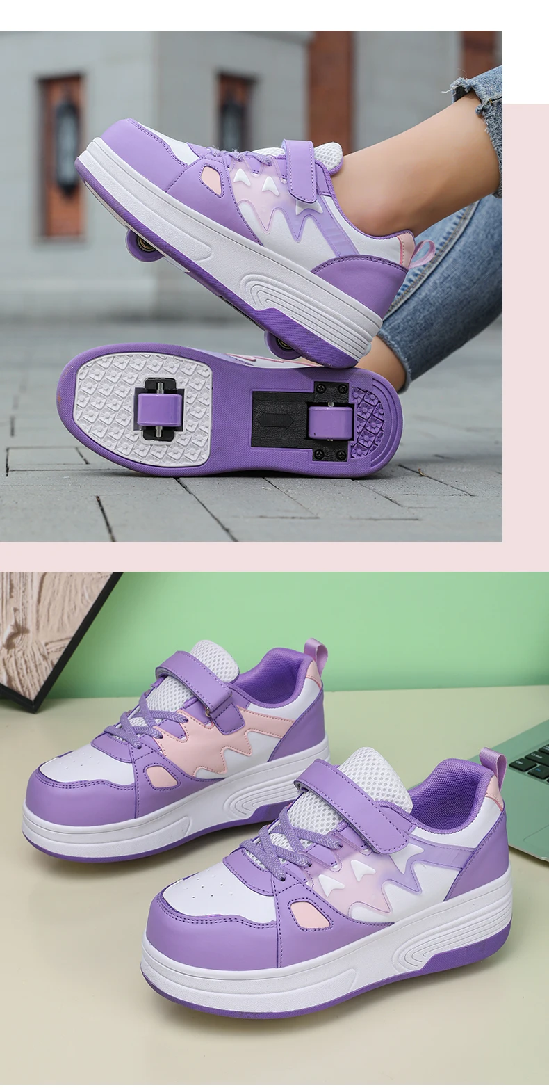 Kinder-Skateboard-Schuhe Geh- und Rollschuh-Kombination Komfortabel Verschleißfest Outdoor-Rollschuh-Sneakers für Mädchen und Jungen 4 Räder – Detail 17