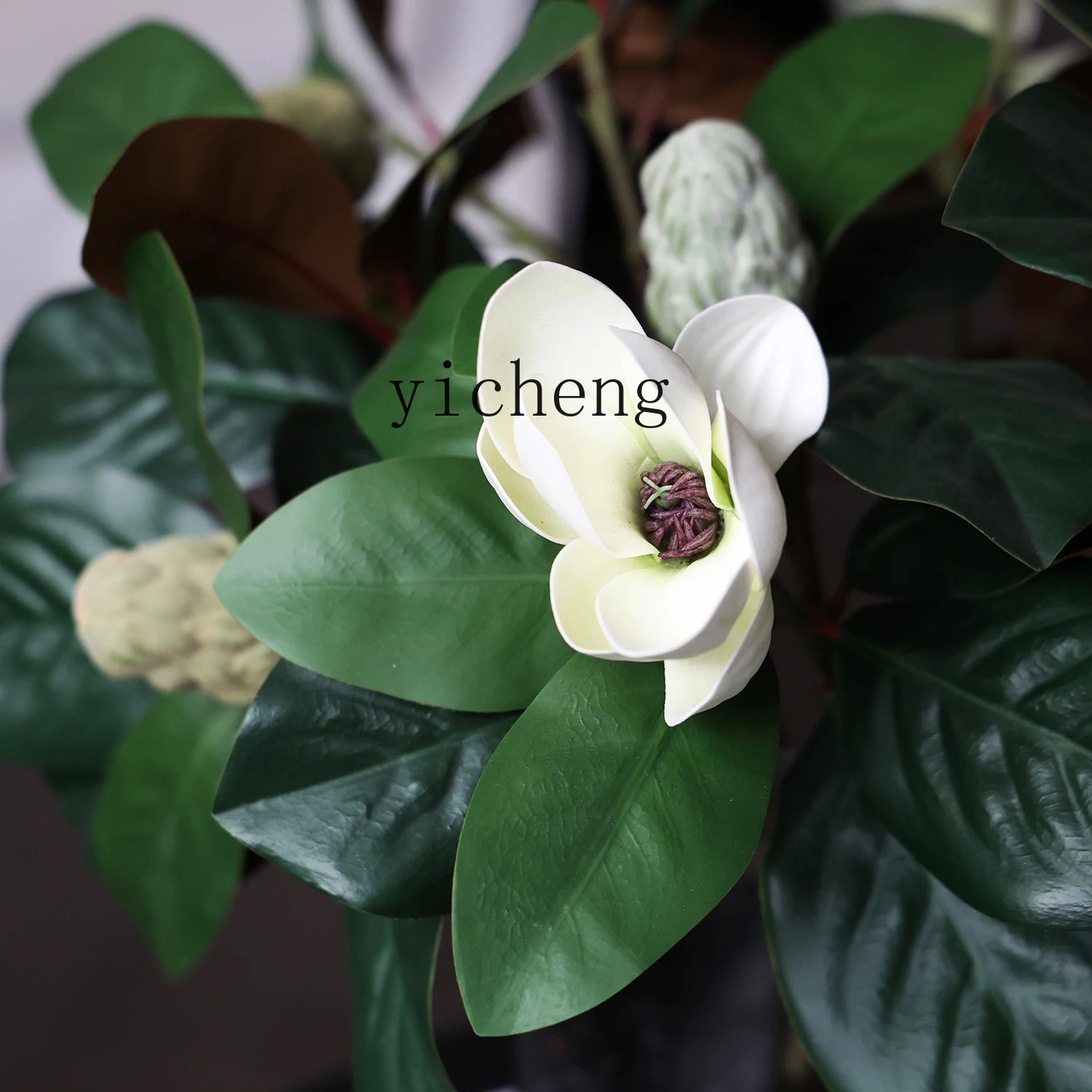 ZC new Chinese modern national style simulation magnolia flower green plant hotel coffee table copper moss ornament