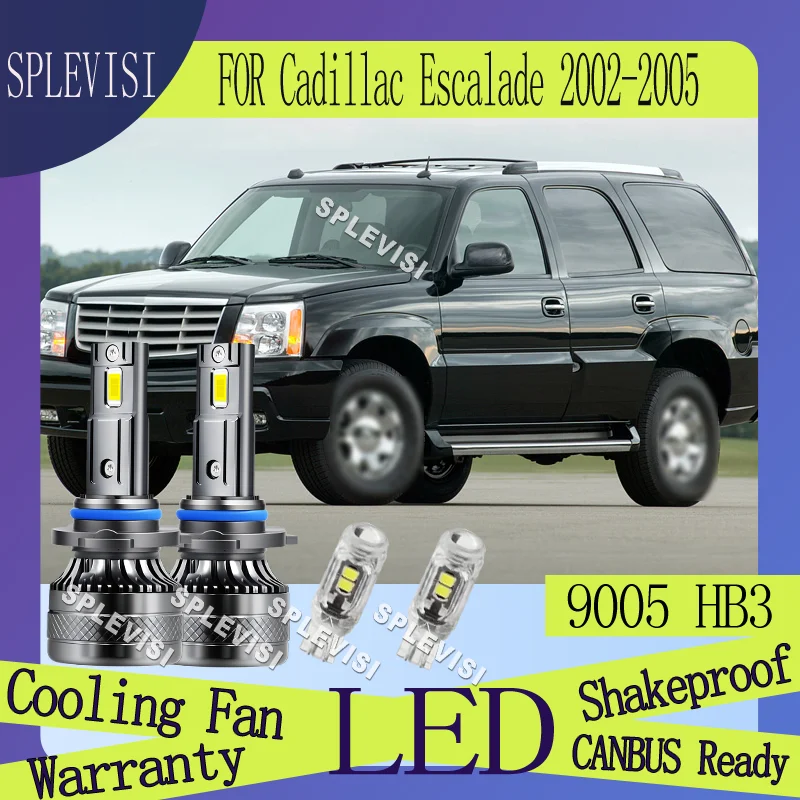 

High Beam 200W 20000LM 2PCS 9005/HB3 LED Bulbs Cooling Fan Enhanced Night Vision For Cadillac Escalade 2002 2003 2004 2005