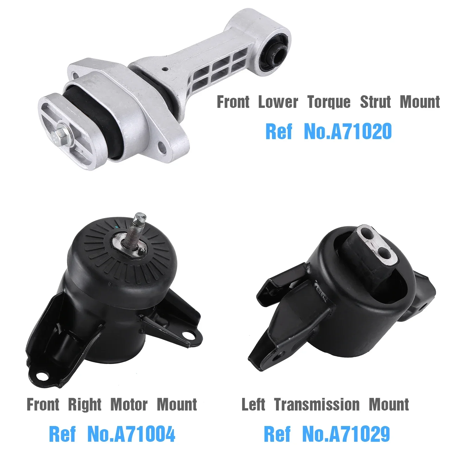 

Engine Motor/Trans Mount Set Compatible for Hyundai Accent Elantra Kia Forte Rio Automatic 2011-2016 71004 71020 71029