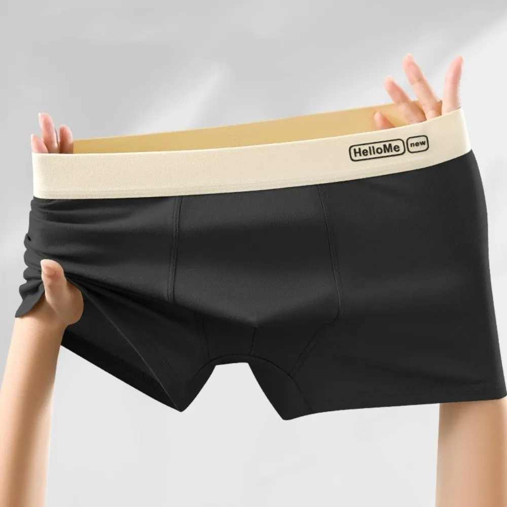 Antibacterial Plus Size Men's Boxer Briefs Seamless Breathable L-XXXXL Man Underwear Flat Leg Mesh Cotton Panties Male
