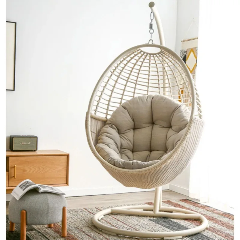 Spot, singolo, cesto sospeso, rattan, esterno, balcone, sedia sospesa, cortile, tempo libero