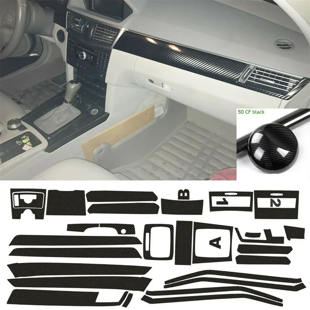 3D Carbon Fiber Pattern Interior DIY Trim Decals Waterproof For Mercedes Class E W212 For Left-hand Drive Decorate Your Car NEW
