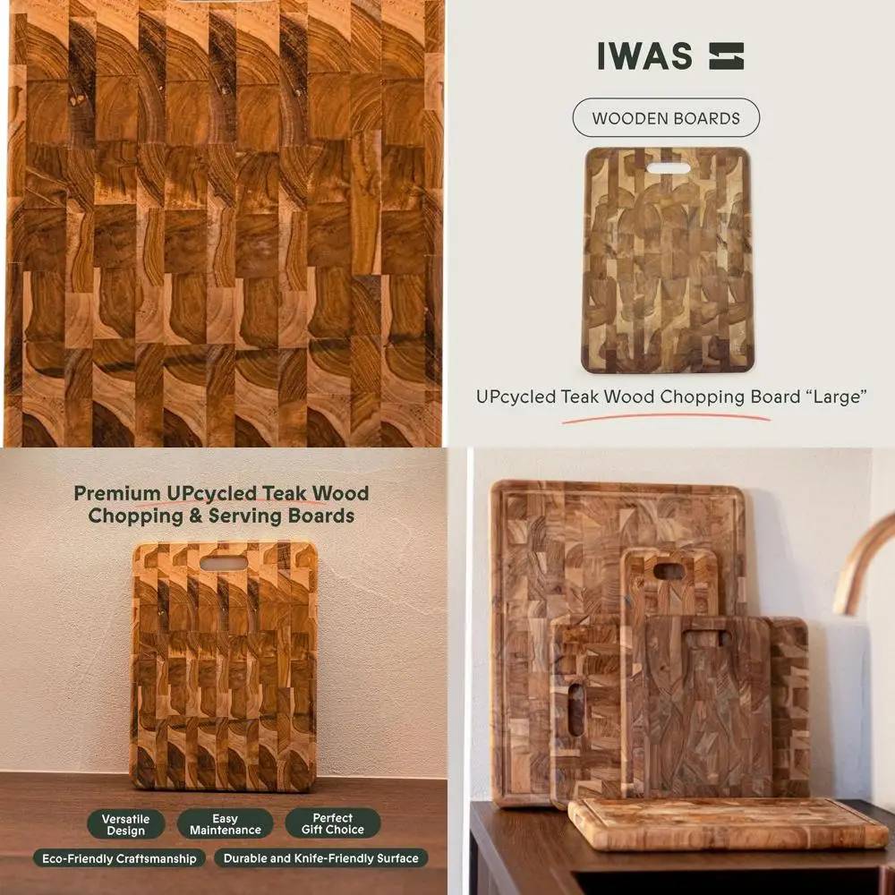 

Eco-Friendly Large Teak Wood Chopping Board, 15.75 x 11.81 x 1 | Sustainable Kitchen Cutting Surface