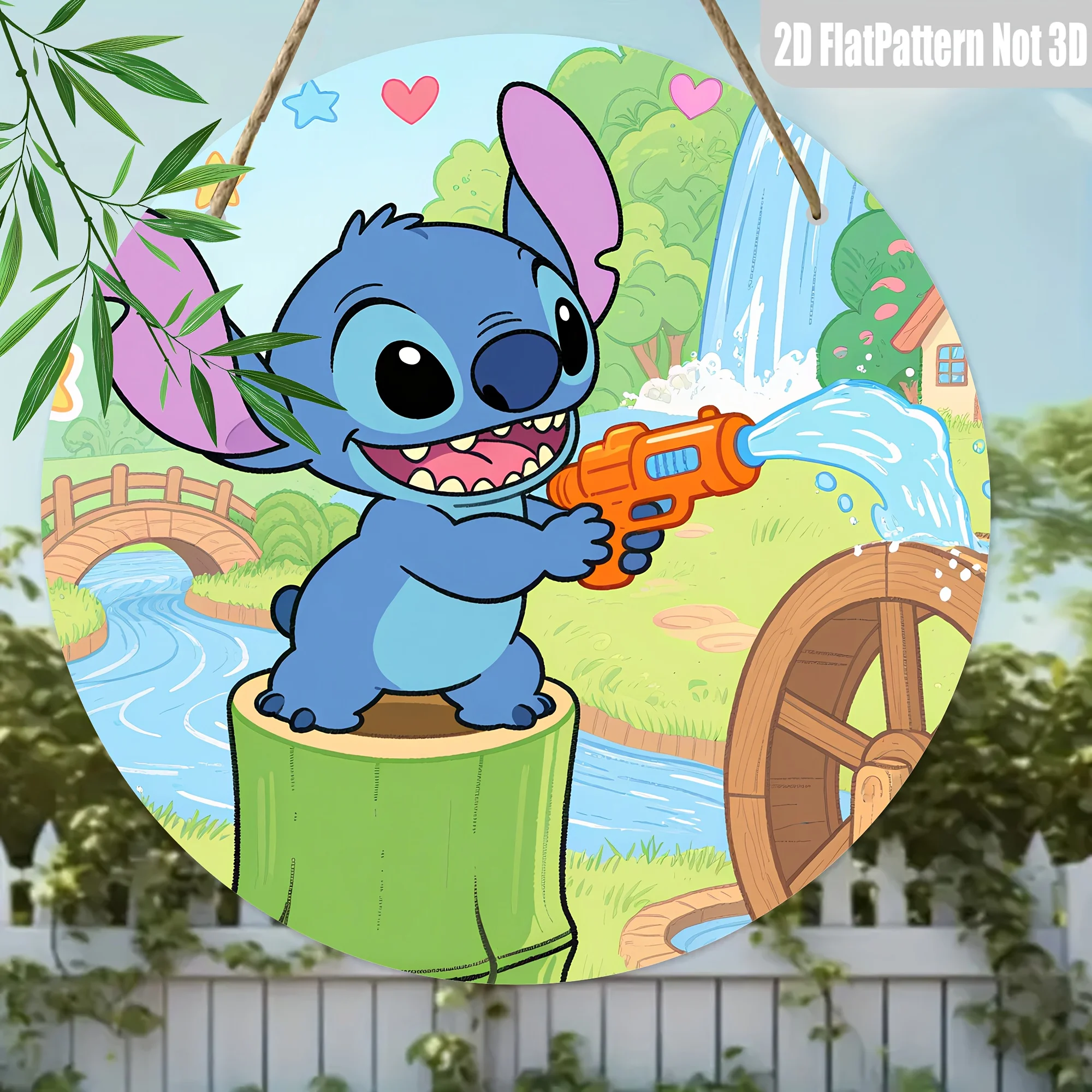 مسطح ثنائي الأبعاد، قطعة واحدة، لافتة خشبية مستديرة على شكل غرزة، فن جداري ثنائي الأبعاد للمنزل والمكتب وغرفة المعيشة - ديكور متعدد الوظائف (لا حاجة إلى طاقة