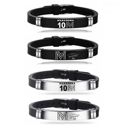 Maradona Silicon Bracelet Diego Football Super Star 10 M Symbol Stainless Steel Souvenir Fashion Jewelry Gift Wholesale