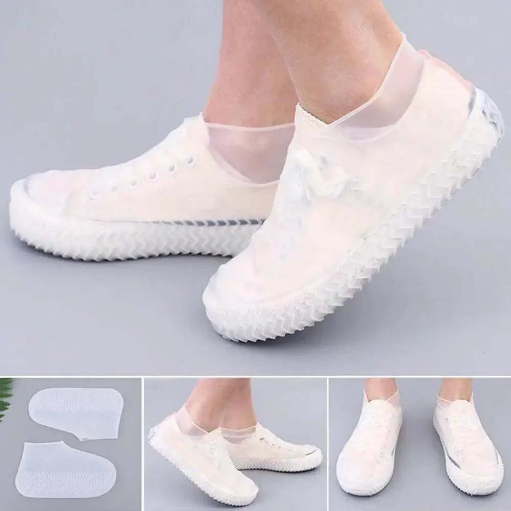 Penutup sepatu silikon tahan air, 1 Pasang penutup S/M/L bahan karet tahan selip, aksesori sepatu Overshoes untuk hari hujan luar ruangan