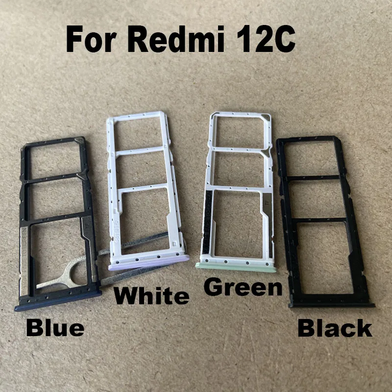 Sim Card Tray para Xiaomi Redmi 12C, Slot Holder, Adaptador de soquete, Conector Peças de Reparação, Substituição, Novo