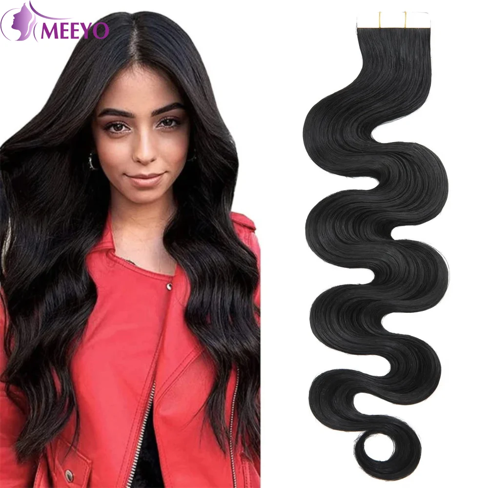 

Brazilian Tape In Hair Extensions Human Hair Natural Black 1B Body Wave Skin Weft Adhesive Tape In Extension For Woman 20Pcs/50G